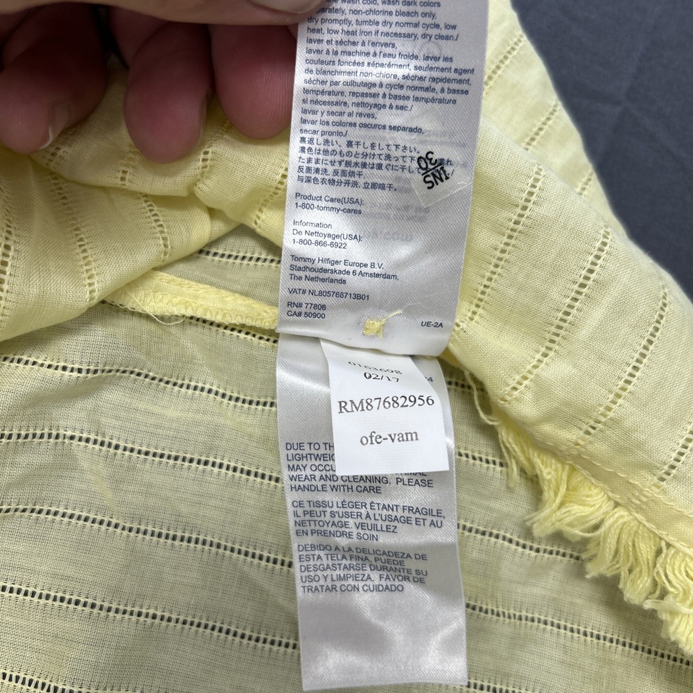 light yellow Tommy Hilfiger blouse features eyelet lace detailing Xxl - Picture 10 of 12